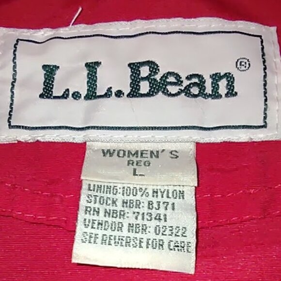 L. L. BEAN RED NYLON UTILITY WINDBREAKER JACKET HOOD POCKETS INNER DRAWSTING L - Picture 12 of 16
